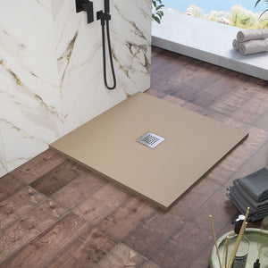 Piatto doccia 80x80cm in marmoresina marrone effetto pietra | Kos