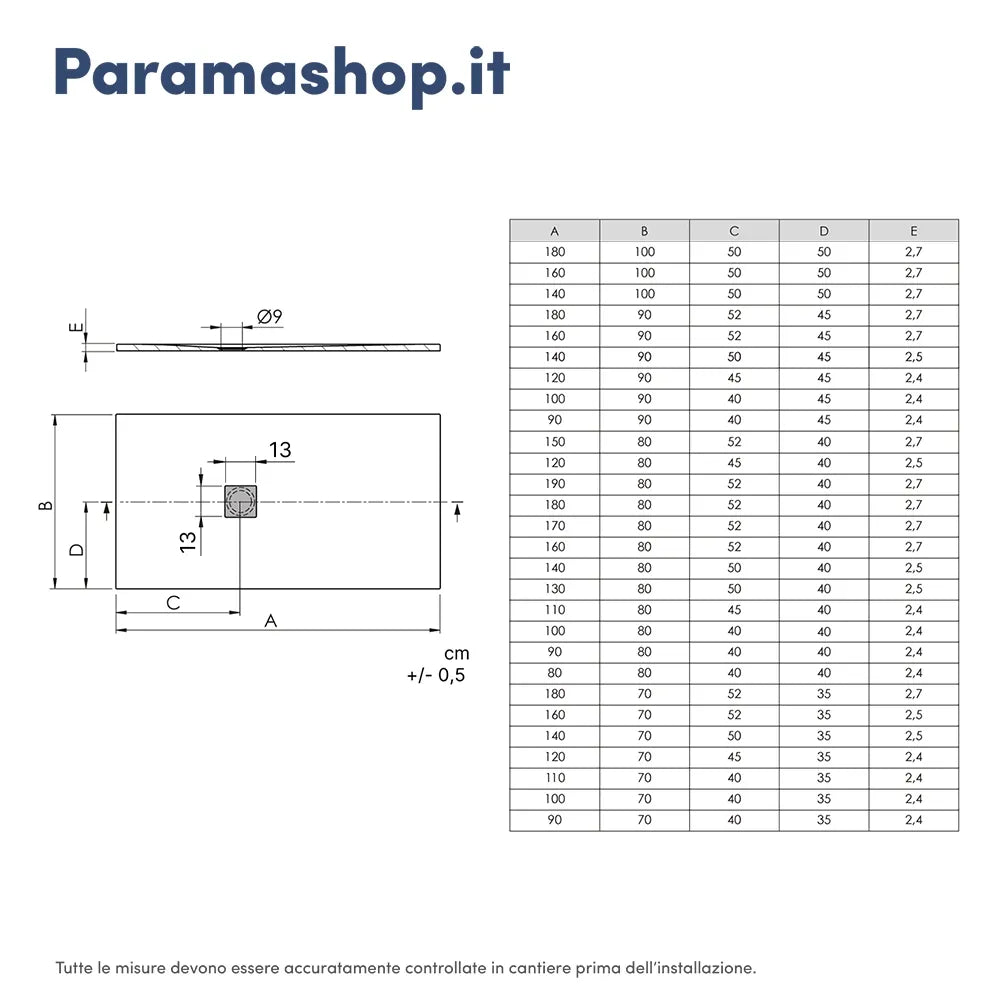 Piatto doccia 70x160cm in marmoresina grigio effetto pietra | Kos