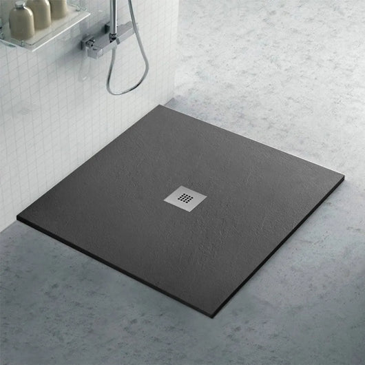 Piatto doccia filo pavimento 100x100 in resina Karen pietra ardesia