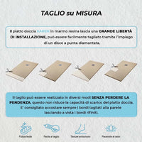 Piatto doccia filo pavimento 120x120 resina Karen tortora effetto pietra