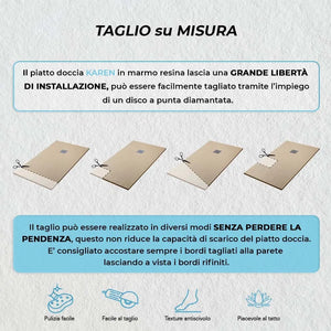 Piatto doccia filo pavimento 120x120 resina Karen tortora effetto pietra