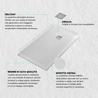 Piatto doccia filo pavimento 70x140 in resina Karen bianco pietra