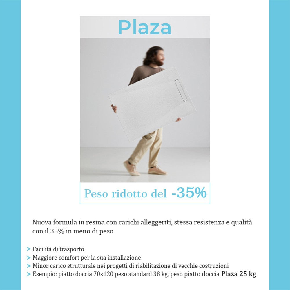 Piatto doccia filo pavimento 80x140 Plaza marmoresina bianco