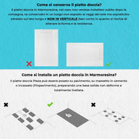 Piatto doccia filo pavimento 80x140 Plaza marmoresina bianco