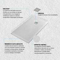 Piatto doccia filo pavimento Karen 100x100 in resina bianco pietra