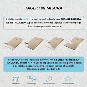 Piatto doccia filo pavimento Karen 80x150 in resina pietra tortora