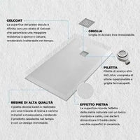 Piatto doccia filo pavimento Karen 80x160 in resina bianco pietra