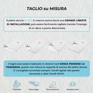 Piatto doccia filo pavimento Karen 80x160 in resina bianco pietra