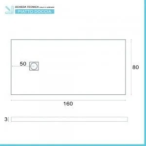 Piatto doccia filo pavimento Karen 80x160 in resina bianco pietra