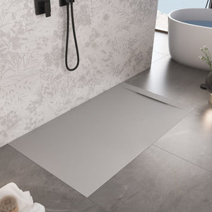 Piatto doccia in marmoresina grigio chiaro effetto pietra cemento vincent, misura 90x100