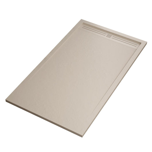 Piatto doccia in marmo resina crema pietra cemento grid, misura 80x190