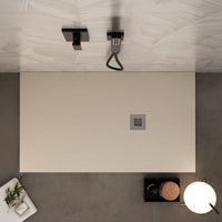 Piatto doccia in marmo resina crema pietra cemento plus, misura 75x100