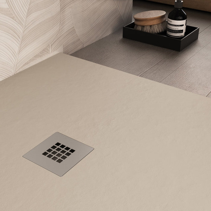 Piatto doccia in marmo resina crema pietra cemento plus, misura 90x110