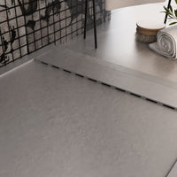 Piatto doccia in marmo resina grigio chiaro pietra cemento prestige, misura 70x110