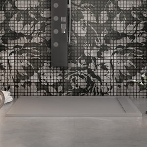 Piatto doccia in marmo resina grigio chiaro pietra cemento prestige, misura 80x170