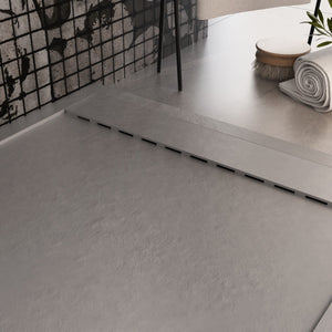 Piatto doccia in marmo resina grigio chiaro pietra cemento prestige, misura 80x130