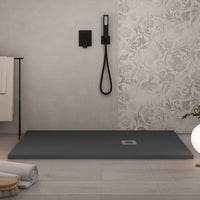 Piatto doccia in marmo resina grigio scuro pietra cemento plus, misura 100x180