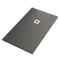 Piatto doccia in marmo resina grigio scuro pietra cemento plus, misura 100x120