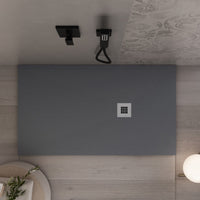 Piatto doccia in marmo resina grigio scuro pietra cemento plus, misura 100x180