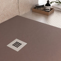 Piatto doccia in marmo resina marrone pietra cemento plus, misura 80x80