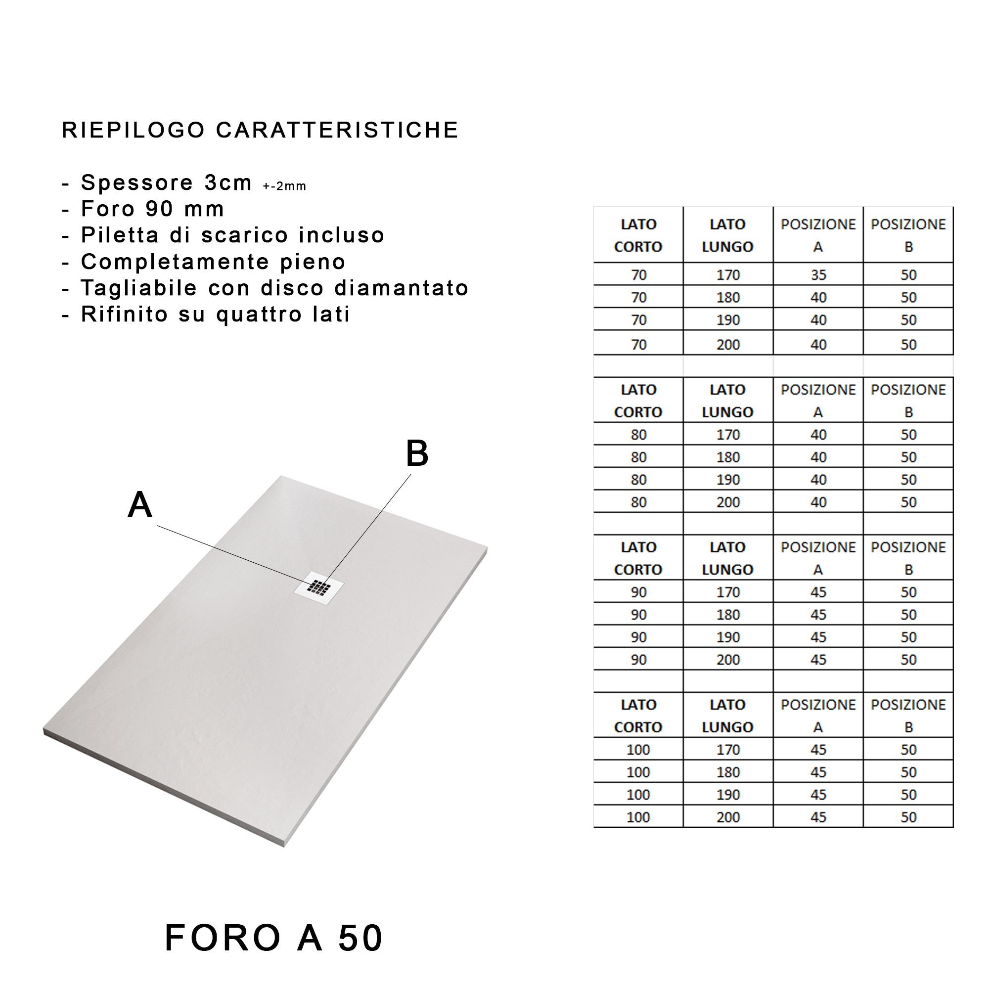 Piatto doccia in marmo resina Marrone pietra cemento ROYAL Regos-80x180