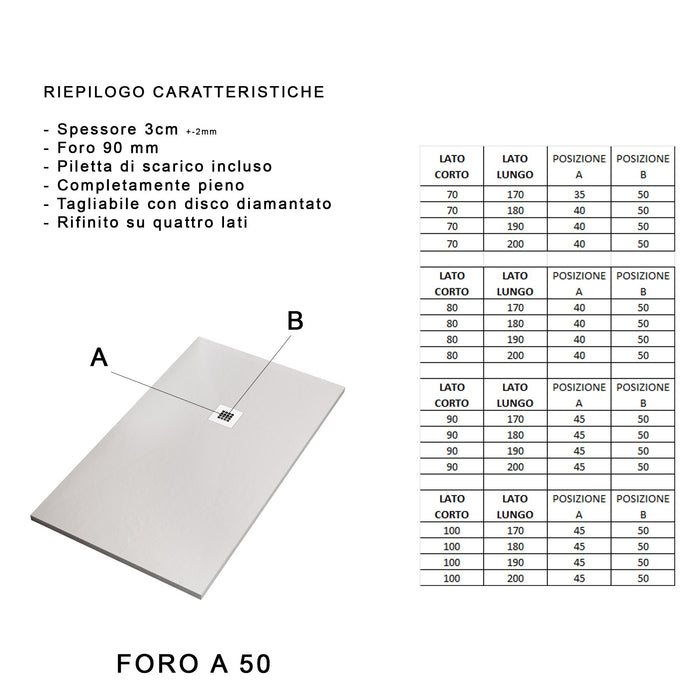 Piatto doccia in marmo resina Marrone pietra cemento ROYAL Regos-100x140