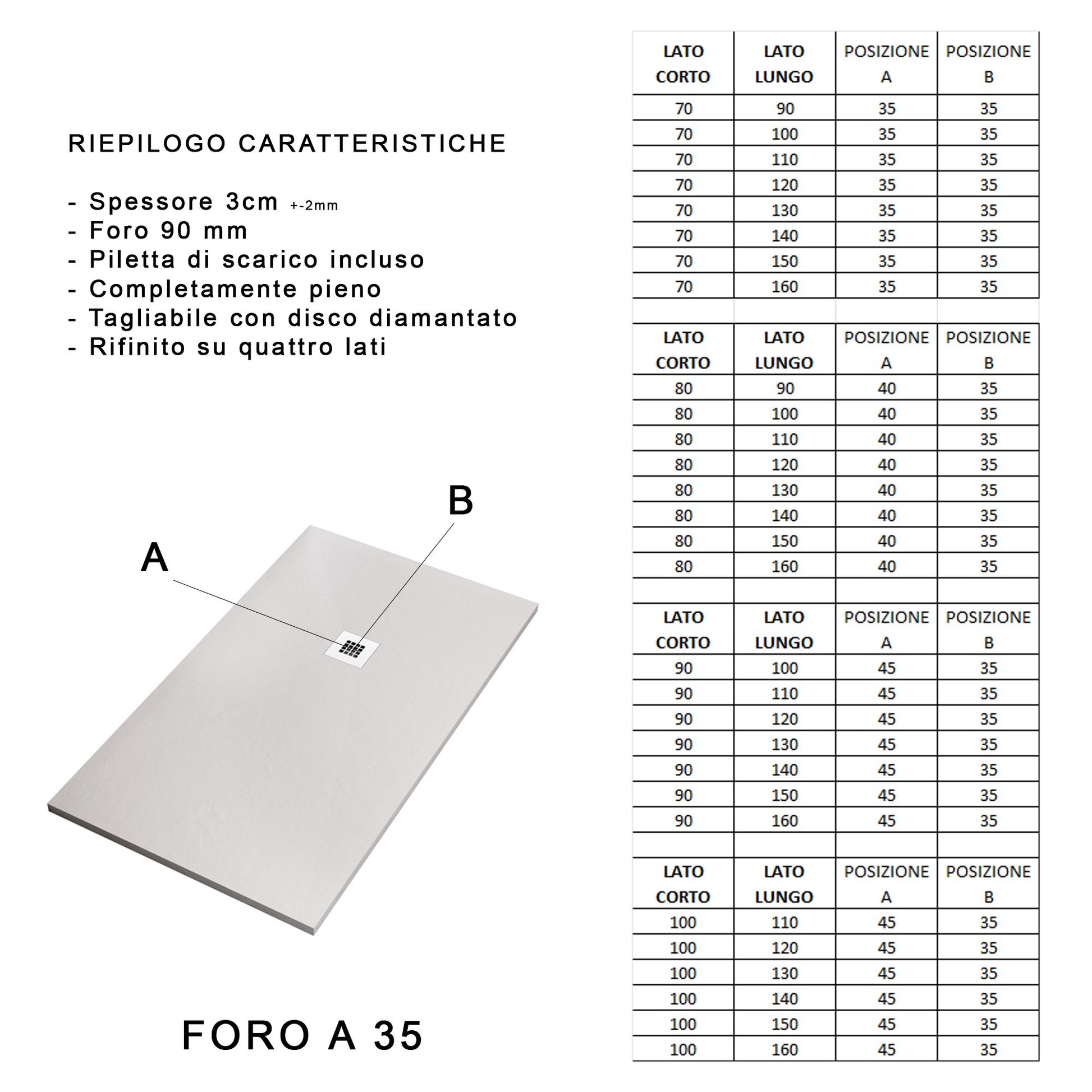 Piatto doccia in marmo resina Marrone pietra cemento ROYAL Regos-100x140