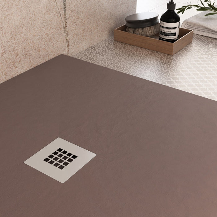 Piatto doccia in marmo resina marrone pietra cemento plus, misura 80x170