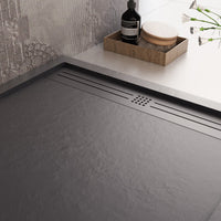 Piatto doccia in marmo resina nero pietra cemento grid, misura 90x170