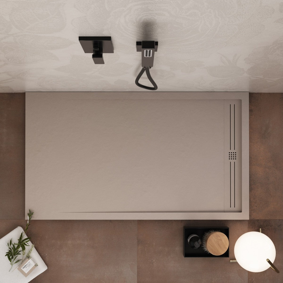 Piatto doccia in marmo resina sabbia pietra cemento grid, misura 80x200