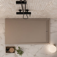 Piatto doccia in marmo resina tortora pietra cemento grid, misura 90x180