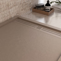 Piatto doccia in marmo resina tortora pietra cemento grid, misura 70x100