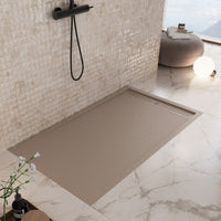 Piatto doccia in marmo resina tortora pietra cemento grid, misura 70x100