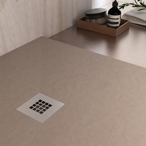 Piatto doccia in marmo resina tortora pietra cemento plus, misura 75x80