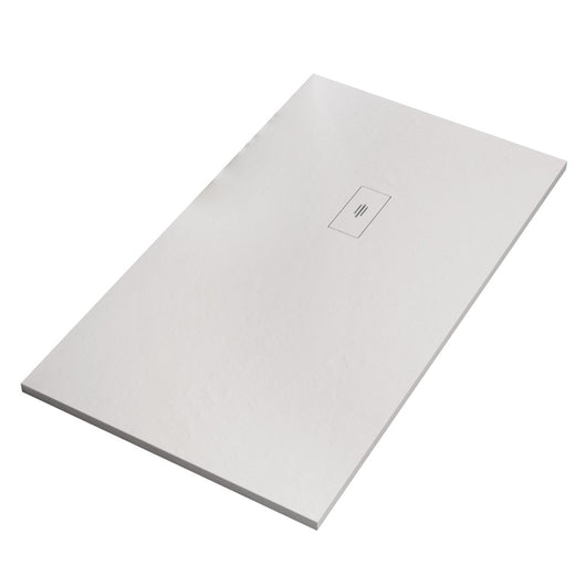 Piatto doccia in marmo resina bianco effetto cemento star maka, misura 70x100