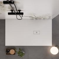 Piatto doccia in marmo resina bianco effetto cemento star maka, misura 70x100