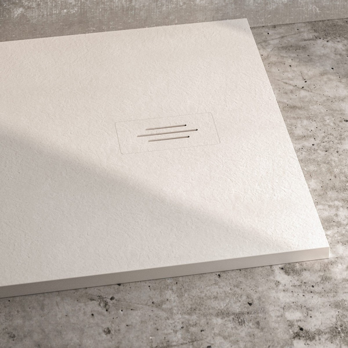 Piatto doccia in marmo resina bianco effetto cemento star maka, misura 70x100