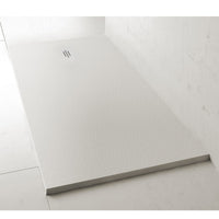 Piatto doccia in marmo resina bianco effetto cemento star maka, misura 70x100