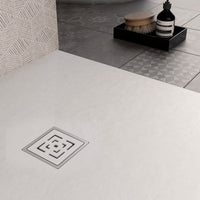 Piatto doccia in marmoresina bianco effetto pietra cemento passion, misura 75x100