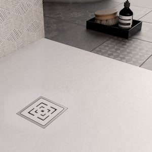 Piatto doccia in marmoresina bianco effetto pietra cemento passion, misura 75x130