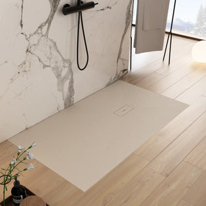 Piatto doccia in marmoresina crema effetto pietra cemento maka, misura 70x140