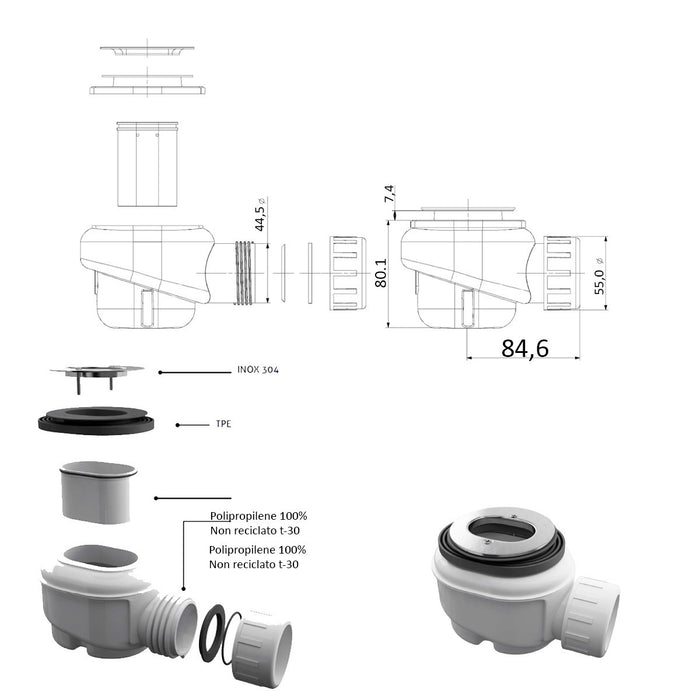 Piatto doccia in marmoresina crema effetto pietra cemento maka, misura 100x170