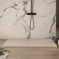 Piatto doccia in marmoresina crema effetto pietra cemento maka, misura 70x120