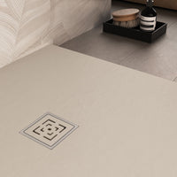 Piatto doccia in marmoresina crema effetto pietra cemento passion, misura 70x70