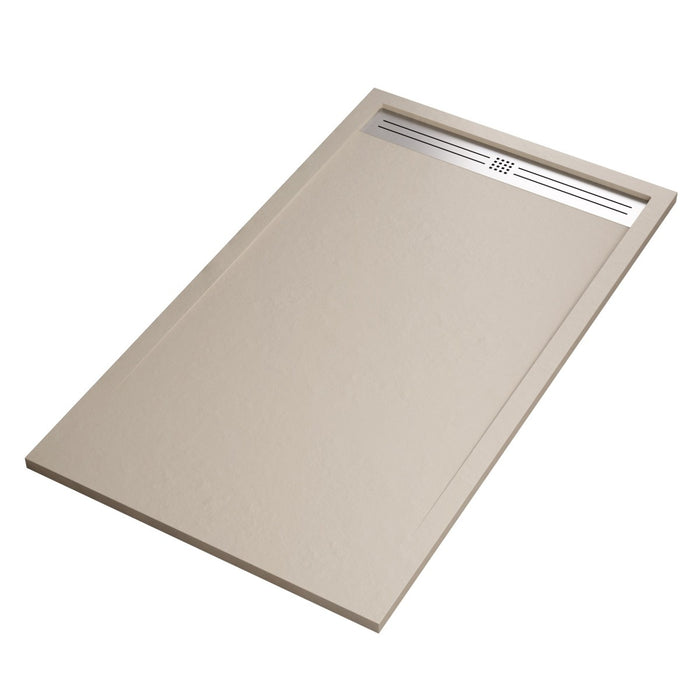 Piatto doccia in marmoresina crema effetto pietra cemento relax, misura 70x110