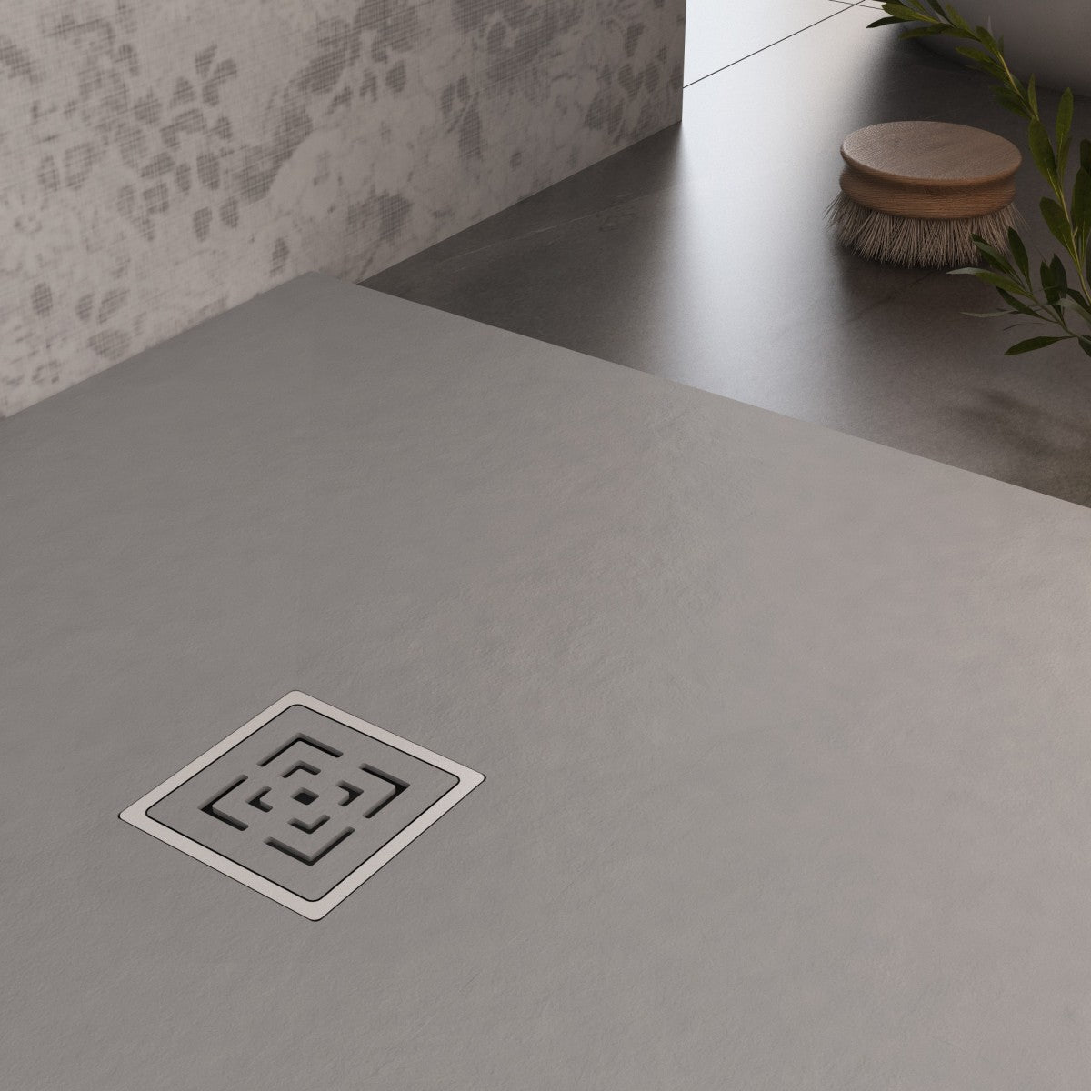 Piatto doccia in marmoresina grigio chiaro effetto pietra cemento passion, misura 80x160