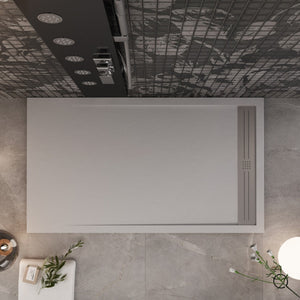 Piatto doccia in marmoresina grigio chiaro effetto pietra cemento relax, misura 70x130