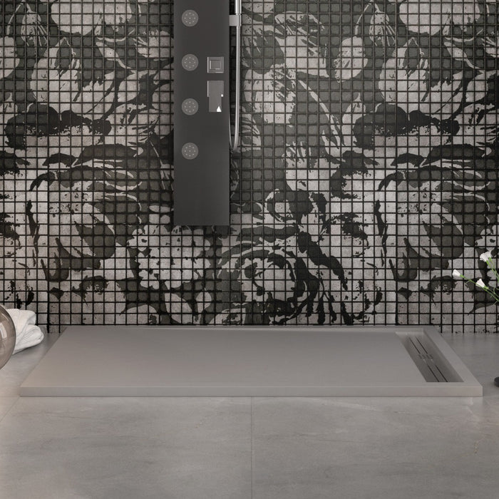 Piatto doccia in marmoresina grigio chiaro effetto pietra cemento relax, misura 80x200