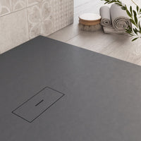 Piatto doccia in marmoresina grigio scuro effetto pietra cemento maka, misura 70x80