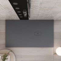 Piatto doccia in marmoresina grigio scuro effetto pietra cemento maka, misura 70x120